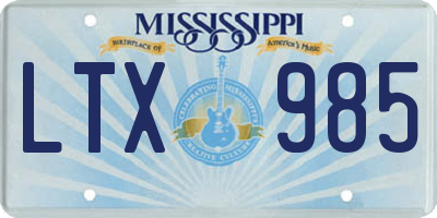 MS license plate LTX985