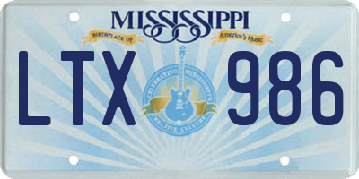 MS license plate LTX986