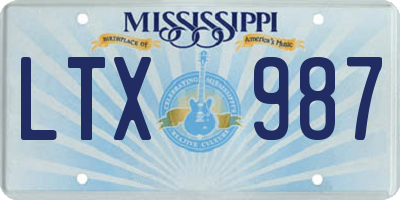 MS license plate LTX987