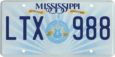 MS license plate LTX988