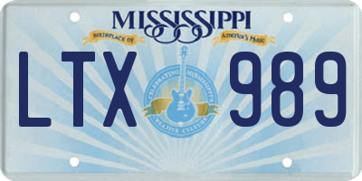 MS license plate LTX989