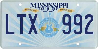 MS license plate LTX992