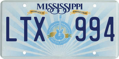 MS license plate LTX994