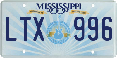 MS license plate LTX996