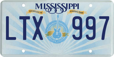 MS license plate LTX997