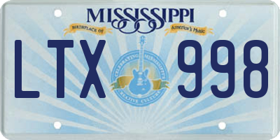MS license plate LTX998