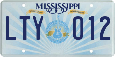 MS license plate LTY012