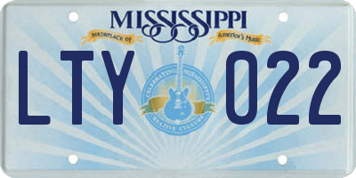 MS license plate LTY022