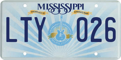 MS license plate LTY026