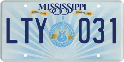 MS license plate LTY031