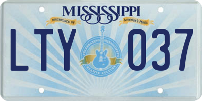 MS license plate LTY037