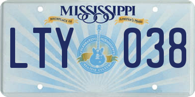 MS license plate LTY038