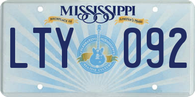 MS license plate LTY092