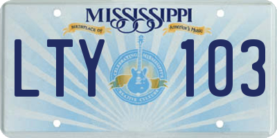 MS license plate LTY103
