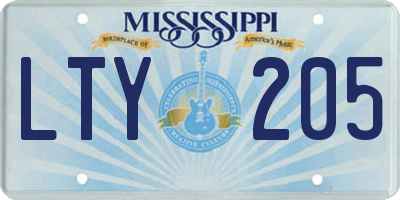 MS license plate LTY205