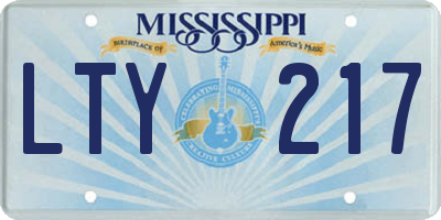 MS license plate LTY217
