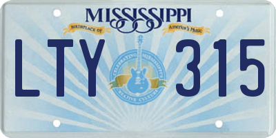 MS license plate LTY315