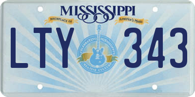 MS license plate LTY343