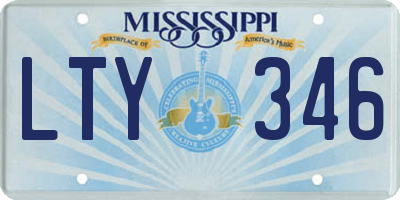 MS license plate LTY346