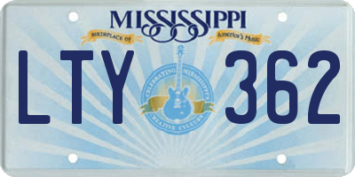 MS license plate LTY362