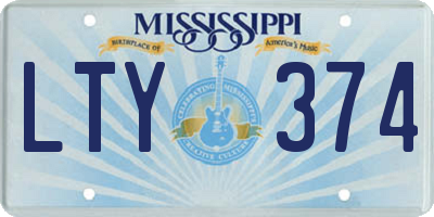 MS license plate LTY374