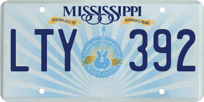 MS license plate LTY392