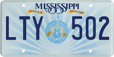 MS license plate LTY502