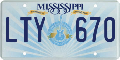 MS license plate LTY670