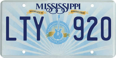 MS license plate LTY920