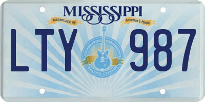 MS license plate LTY987
