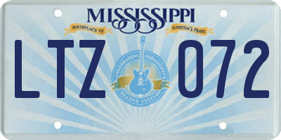 MS license plate LTZ072