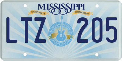 MS license plate LTZ205