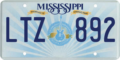 MS license plate LTZ892