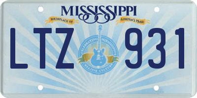 MS license plate LTZ931