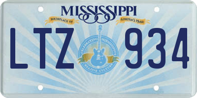 MS license plate LTZ934