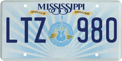 MS license plate LTZ980