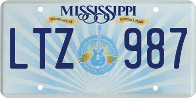 MS license plate LTZ987