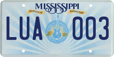 MS license plate LUA003