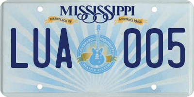 MS license plate LUA005