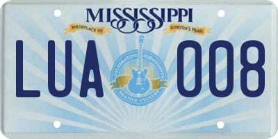 MS license plate LUA008