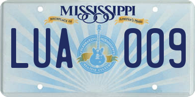 MS license plate LUA009