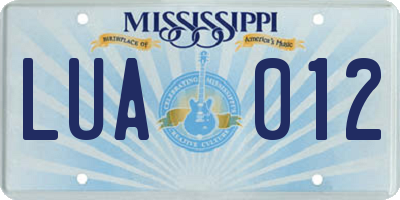 MS license plate LUA012