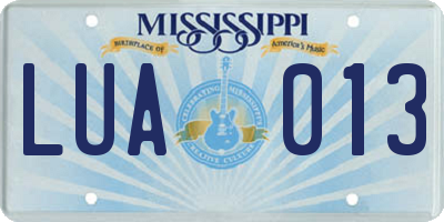 MS license plate LUA013