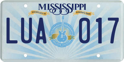 MS license plate LUA017