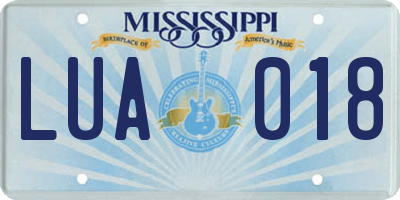 MS license plate LUA018