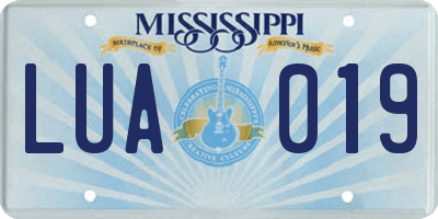 MS license plate LUA019