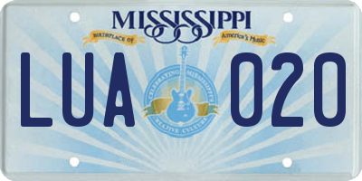 MS license plate LUA020