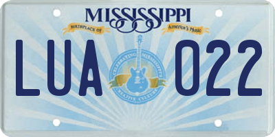 MS license plate LUA022