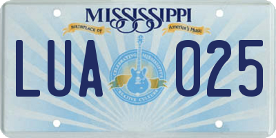 MS license plate LUA025