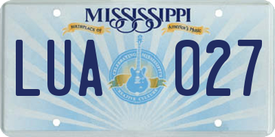 MS license plate LUA027